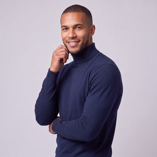 Joseph Michael Traditional Fit Turtleneck Sweater - Navy