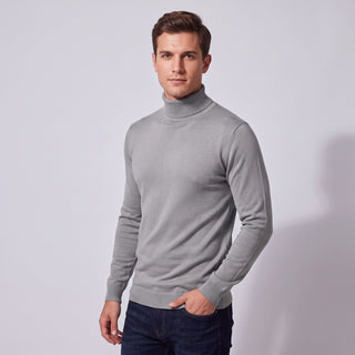 Silver Traditional Fit Turtleneck Sweater