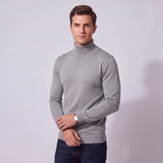 Joseph Michael Traditional Fit Turtleneck Sweater - Silver