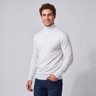 White Traditional Fit Turtleneck Sweater
