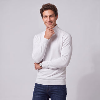 White Traditional Fit Turtleneck Sweater