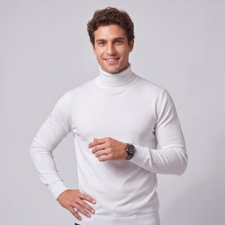 White Traditional Fit Turtleneck Sweater