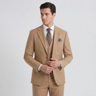Stacy Adams Men's Tan 2-Piece Modern Fit Suit — Notch Lapel