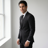 Tiglio Men's Black 100% Wool 2-Piece Slim Fit Suit — Notch Lapel
