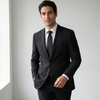Tiglio Men's Black 100% Wool 2-Piece Slim Fit Suit — Notch Lapel