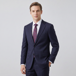 Tiglio Men's Blue 100% Wool 2-Piece Modern Fit Suit — Peak Lapel