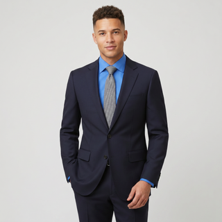 Tiglio Men's Blue 100% Wool 2-Piece Slim Fit Suit — Notch Lapel