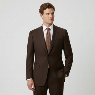 Tiglio Men's Brown 100% Wool 2-Piece Modern Fit Suit — Notch Lapel