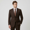 Tiglio Men's Brown 100% Wool 2-Piece Modern Fit Suit — Notch Lapel