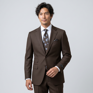 Tiglio Men's Brown 100% Wool 2-Piece Modern Fit Suit — Peak Lapel