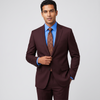 Tiglio Men's Burgundy 100% Wool 2-Piece Modern Fit Suit — Notch Lapel
