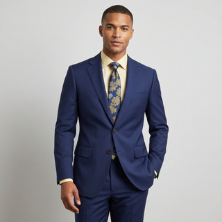 Tiglio Men's French Blue 100% Wool 2-Piece Modern Fit Suit — Notch Lapel