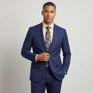 Tiglio Men's French Blue 100% Wool 2-Piece Modern Fit Suit — Notch Lapel