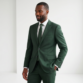 Tiglio Men's Hunter Green 100% Wool 2-Piece Modern Fit Suit — Notch Lapel