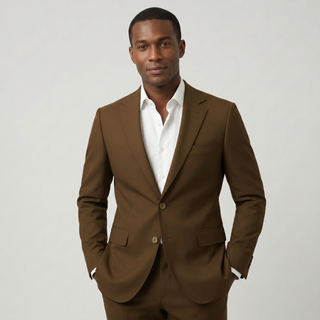 Tiglio Men's Tobacco 100% Wool 2-Piece Modern Fit Suit — Notch Lapel