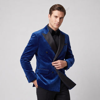 Joseph Michael Men's Double Breasted Velvet Tuxedo Jacket