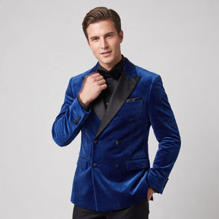 Joseph Michael Men's Double Breasted Velvet Tuxedo Jacket