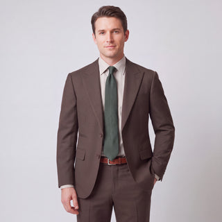 Men's Brown 4-Way Stretch 2-Piece Slim Fit Suit - Peak Lapel