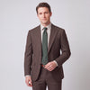 Men's Brown 4-Way Stretch 2-Piece Modern Fit Suit - Peak Lapel
