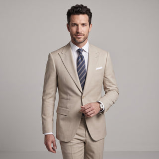 Men's Tan 4-Way Stretch 2-Piece Slim Fit Suit - Peak Lapel