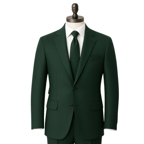 100% Wool 2 Button Modern Fit Hunter Green Suit