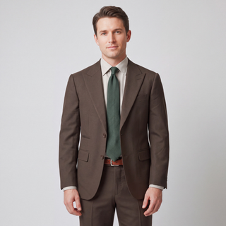 Men's Brown 4-Way Stretch 2-Piece Slim Fit Suit - Peak Lapel