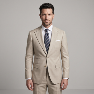 Men's Tan 4-Way Stretch 2-Piece Slim Fit Suit - Peak Lapel