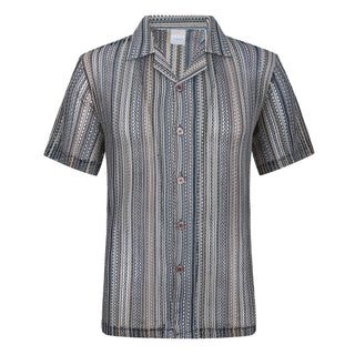 Striped Crochet Knit Shirt