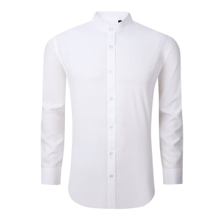 Banded Collar Casual Stretch Shirt