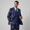 Pino Baldini Venus Men's Navy 3-Piece Plaid Suit