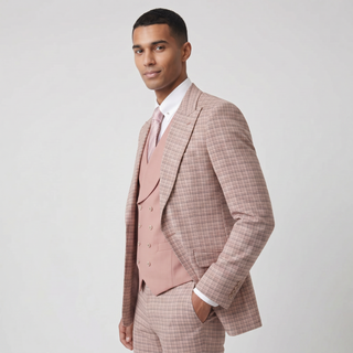 Pino Baldini Viola Men's Blush 3-Piece Plaid Suit