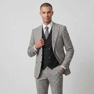 Pino Baldini Viola Men's Natural 3-Piece Plaid Suit