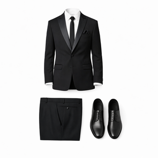 Joseph Michael Men's Black 3-Piece Vested Tuxedo — Peak Lapel