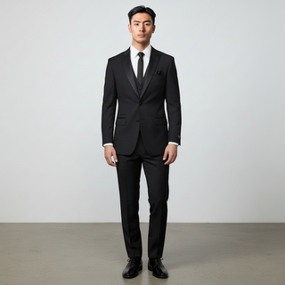 Joseph Michael Men's Black 3-Piece Vested Tuxedo — Peak Lapel