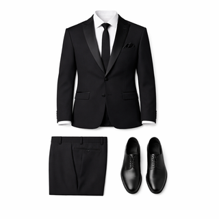 Joseph Michael Men's Black 3-Piece Vested Tuxedo — Peak Lapel