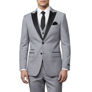 Joseph Michael Men's Black 3-Piece Vested Tuxedo — Peak Lapel