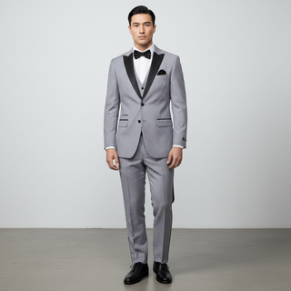 Joseph Michael Men's Black 3-Piece Vested Tuxedo — Peak Lapel