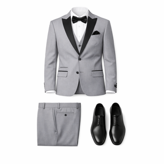 Joseph Michael Men's Black 3-Piece Vested Tuxedo — Peak Lapel