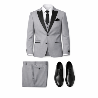 Joseph Michael Men's Black 3-Piece Vested Tuxedo — Peak Lapel