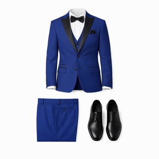 Joseph Michael Men's Black 3-Piece Vested Tuxedo — Peak Lapel