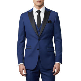 Joseph Michael Men's Black 3-Piece Vested Tuxedo — Peak Lapel