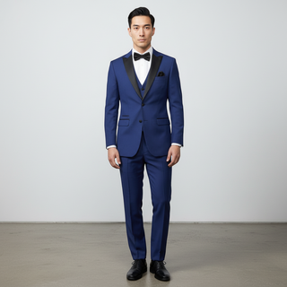 Joseph Michael Men's Black 3-Piece Vested Tuxedo — Peak Lapel