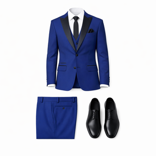 Joseph Michael Men's Black 3-Piece Vested Tuxedo — Peak Lapel
