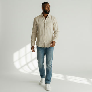 Jm-7010 Natural Joseph Michael Jm Solid Ls Linen Shirt