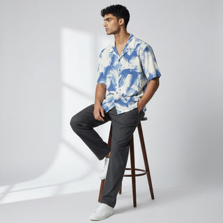 Jm-7041 White Navy Joseph Michael Jm Abstract Ss Shirt
