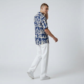 Jm-7049 Blue Joseph Michael Jm Tropical Box Ss Shirt