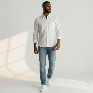 Jm-7010 White Joseph Michael Jm Solid Ls Linen Shirt