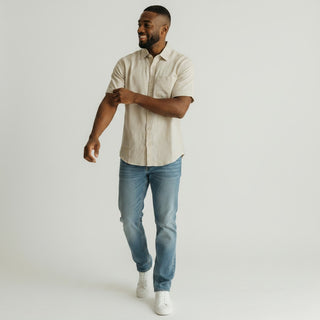Jm-7000 Natural Joseph Michael Jm Solid Ss Linen Shirt