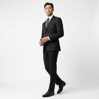 M3090 - Peak Slim Black Joseph Michael 2Pc Slim Fit Sharkskin Peak