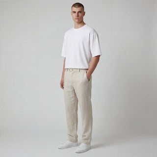Jm-7055 Natural Joseph Michael Jm Flat Front Linen Pants